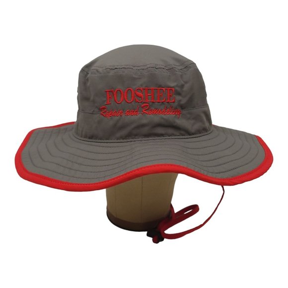 Fooshee Repair Remodeling Boonie Hat OSFM Gray Red Cap Beach Outdoor Floppy - Picture 7 of 12